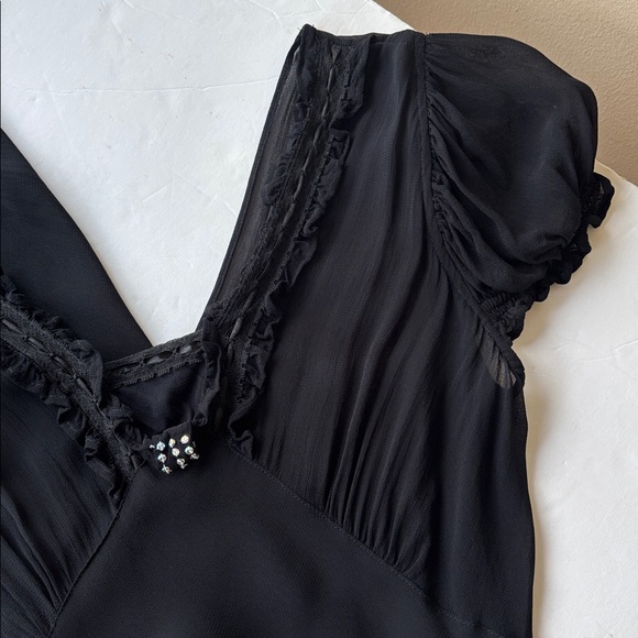 Vintage 90’s April Cornell Milkmaid Fairy Cocquette Midi Dress Medium Goth Black - Picture 3 of 17